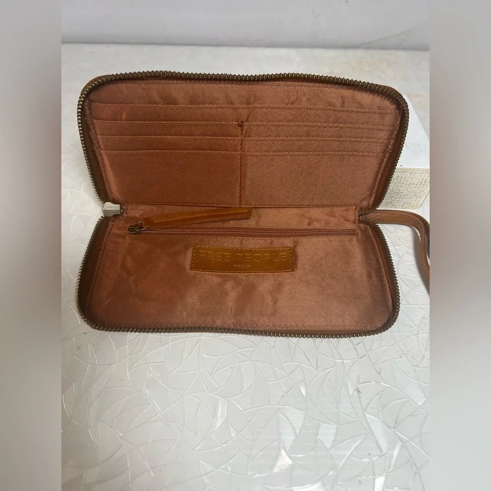 Free People Brown Leather Wristlet